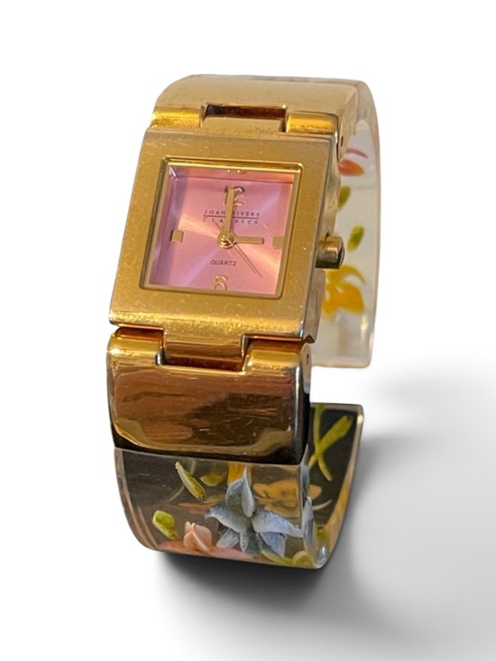 Joan Rivers Accessories - Vintage Joan Rivers Classic Floral Acrylic Cuff Watch *WORKS*